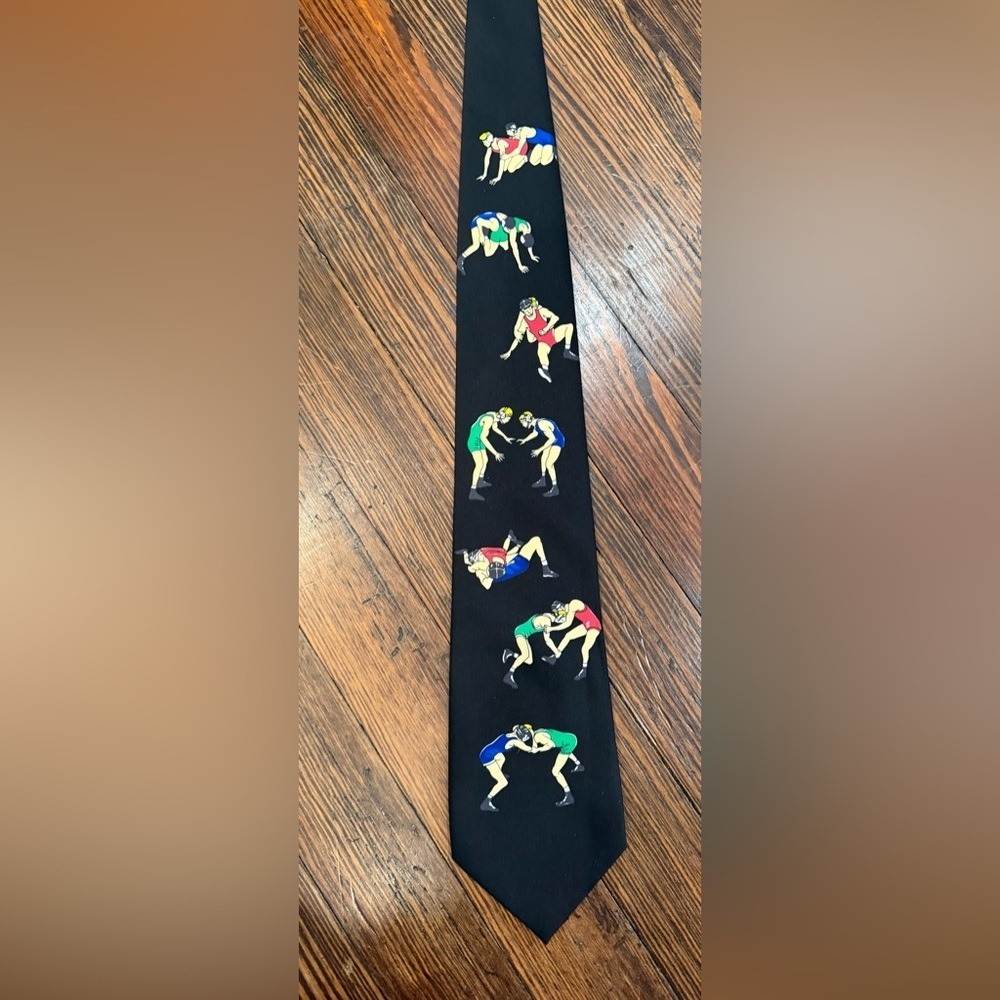 Parquet Men’s Wrestling Moves Meet Sport Black Necktie